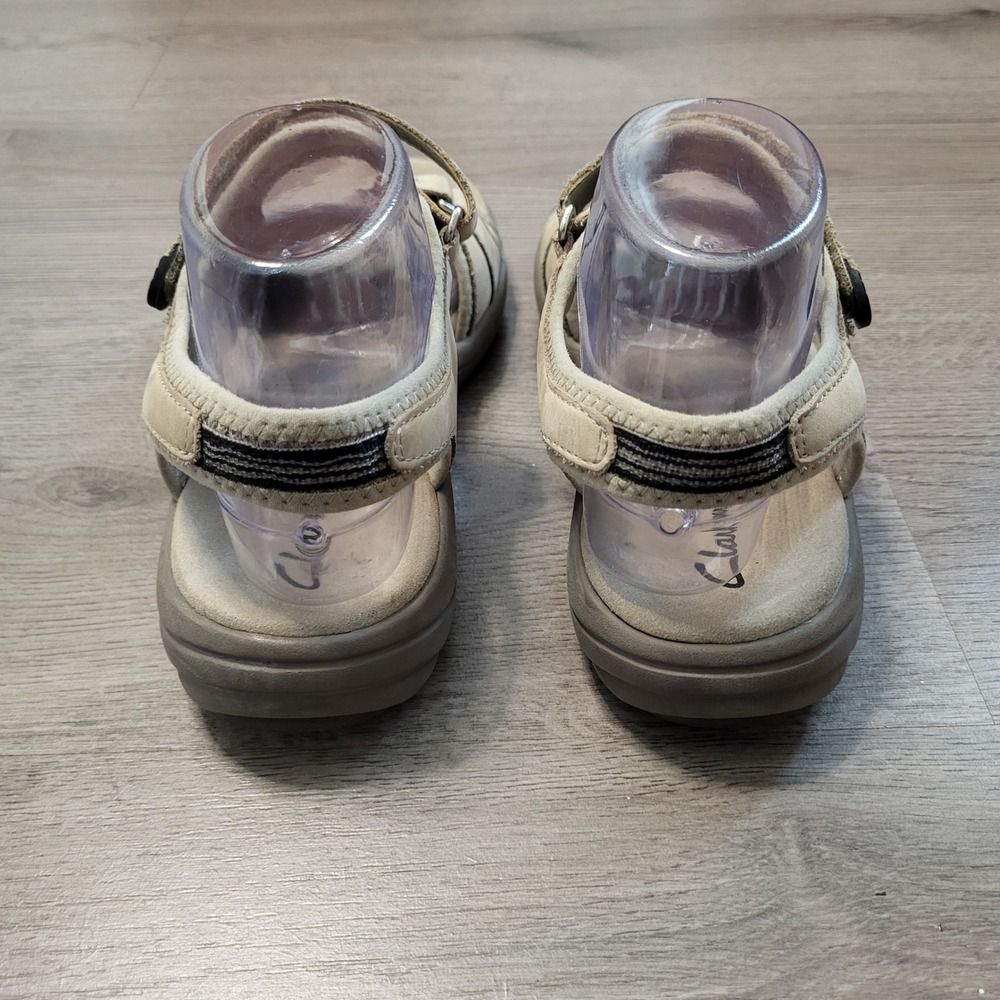 Clarks Women Beige Leather Adjustable Strap Sport Sandals Walking Shoe Comfort 8 - Picture 7 of 8